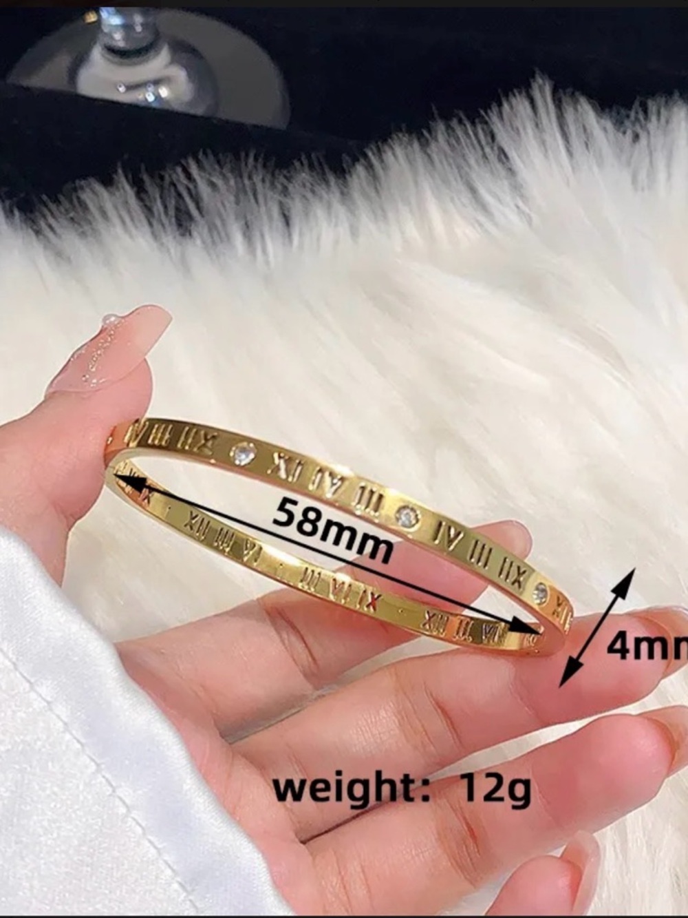 Set 3 Gold Tone Roman Numeral Bangle Bracelet